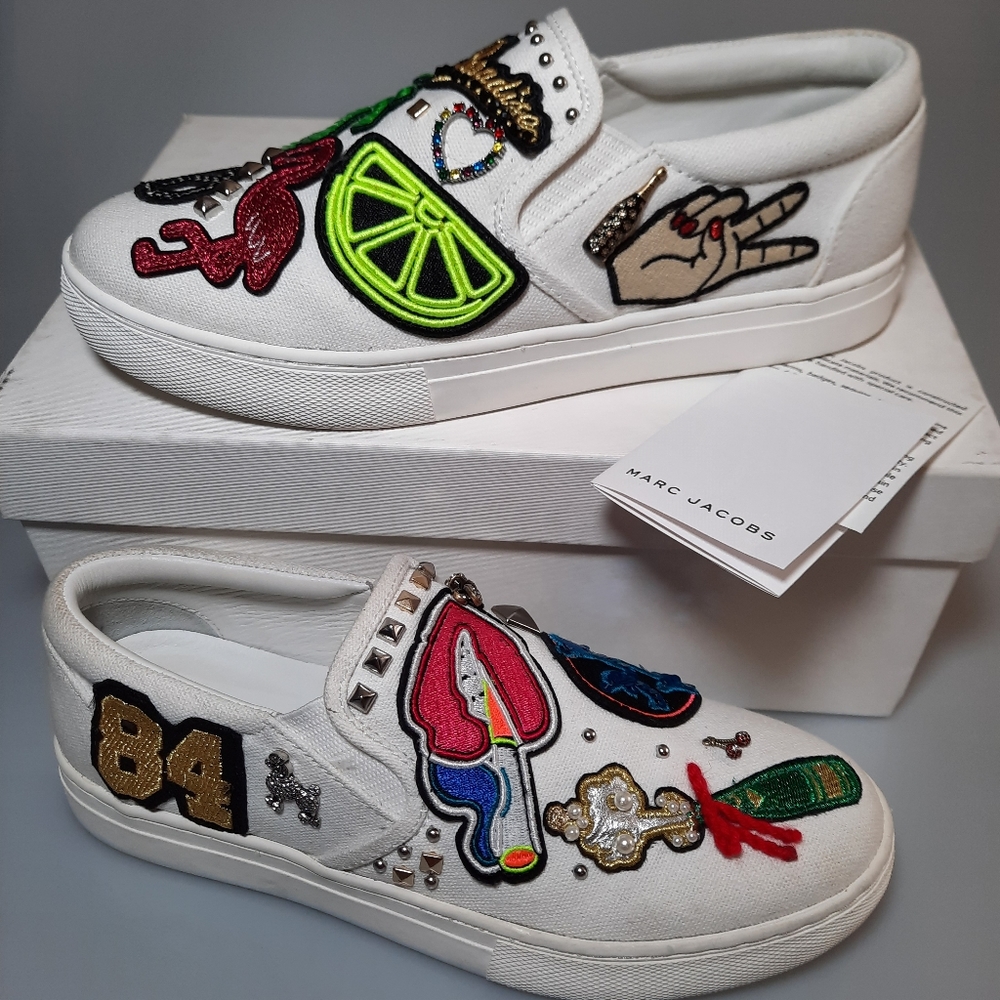 Marc Jacobs Mercer Slip On Sneaker White Canvas size 8